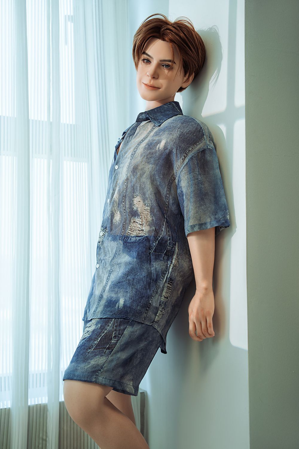 SY DOLL | 160cm（5.25’）- Full Silicone - Automatic Penis Insertion - Charming Handsome Realistic Gay Male Sex Doll -  Logan