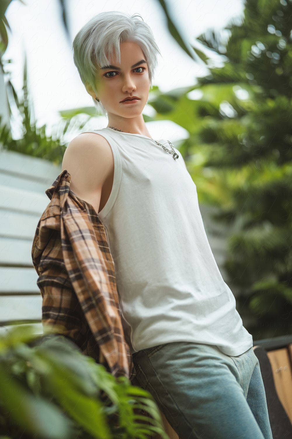 SY DOLL | 162cm（5.31’）- Full Silicone - Automatic Penis Insertion - Youthful Silver-hair Lean Muscle Realistic Gay Male Sex Doll -  Zane