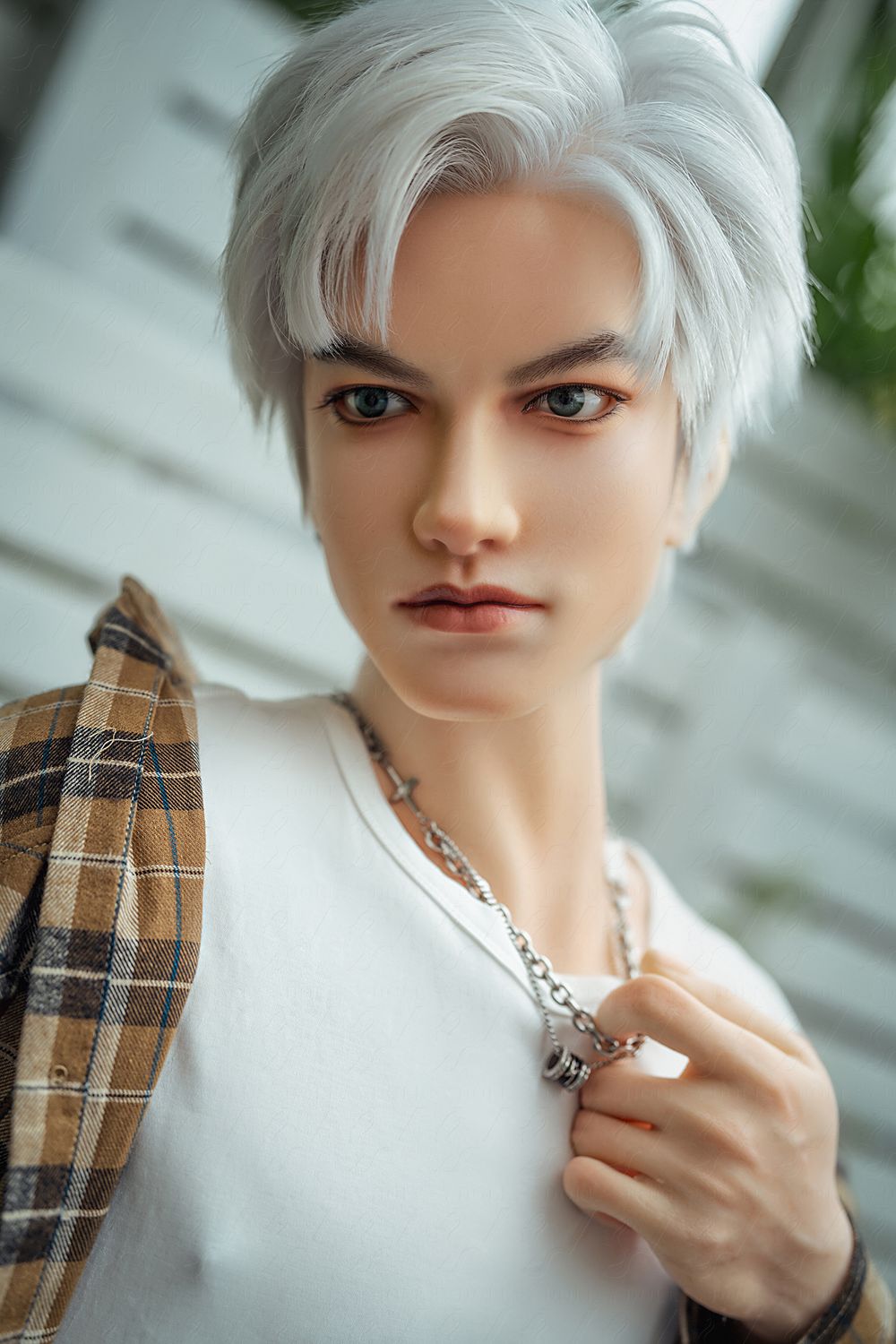 SY DOLL | 162cm（5.31’）- Full Silicone - Automatic Penis Insertion - Youthful Silver-hair Lean Muscle Realistic Gay Male Sex Doll -  Zane