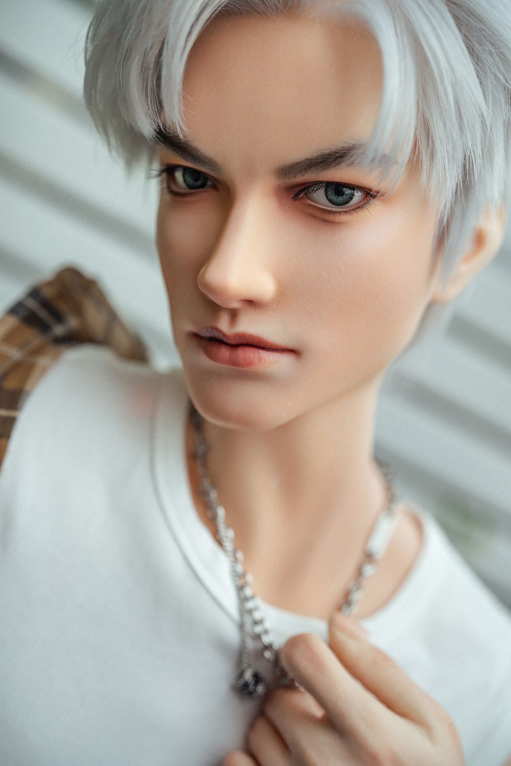 SY DOLL | 162cm（5.31’）- Full Silicone - Automatic Penis Insertion - Youthful Silver-hair Lean Muscle Realistic Gay Male Sex Doll -  Zane
