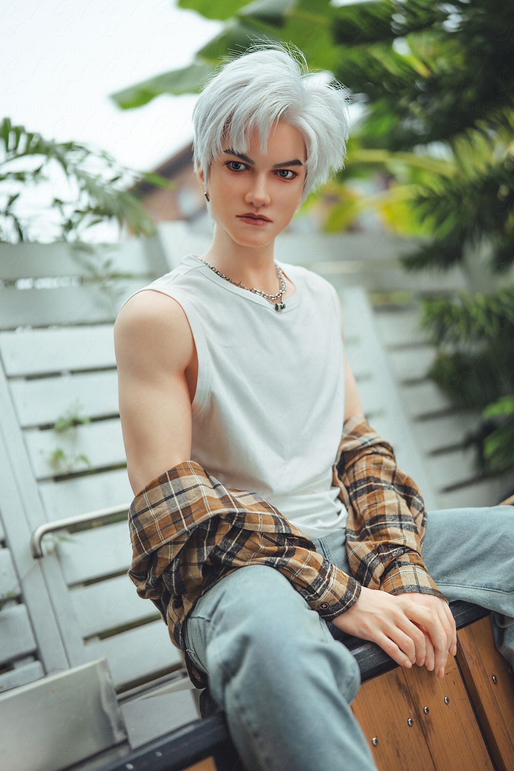 SY DOLL | 162cm（5.31’）- Full Silicone - Automatic Penis Insertion - Youthful Silver-hair Lean Muscle Realistic Gay Male Sex Doll -  Zane