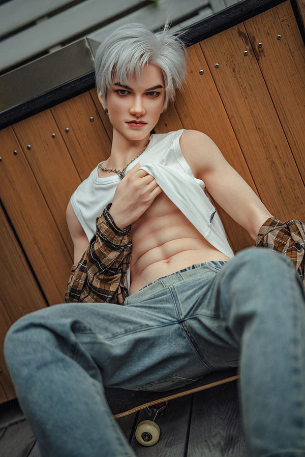 SY DOLL | 162cm（5.31’）- Full Silicone - Automatic Penis Insertion - Youthful Silver-hair Lean Muscle Realistic Gay Male Sex Doll -  Zane